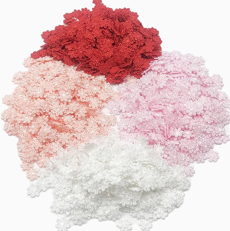 MSCFTFB 1000 Pieces 0.5inch Daisy Guipure Lace Applique Embroidered Floral Sew on Patch Mini Motif for Sewing Decoration Jewelry Making (Pale Pink) - Image 4